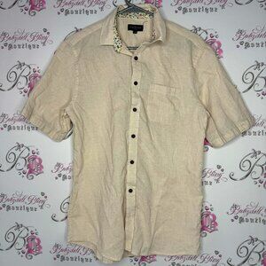 Rue saint Patrick Montreal button down tshirt top cream linen lightweight floral